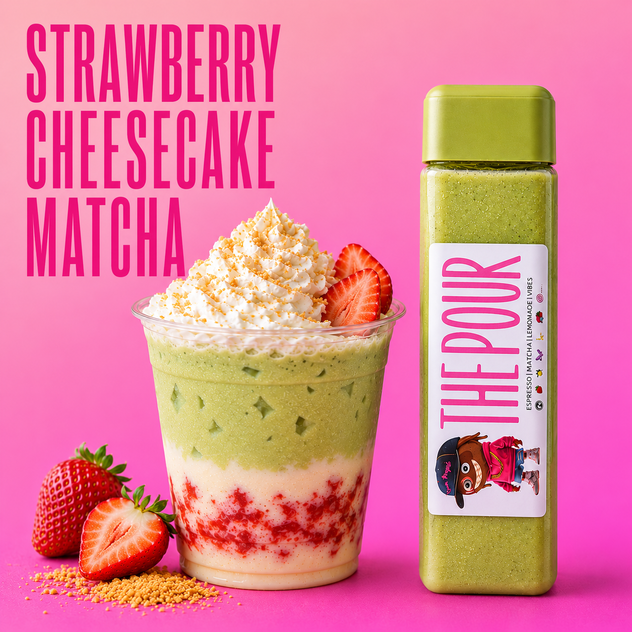 🍓 Strawberry Cheesecake Matcha Latte