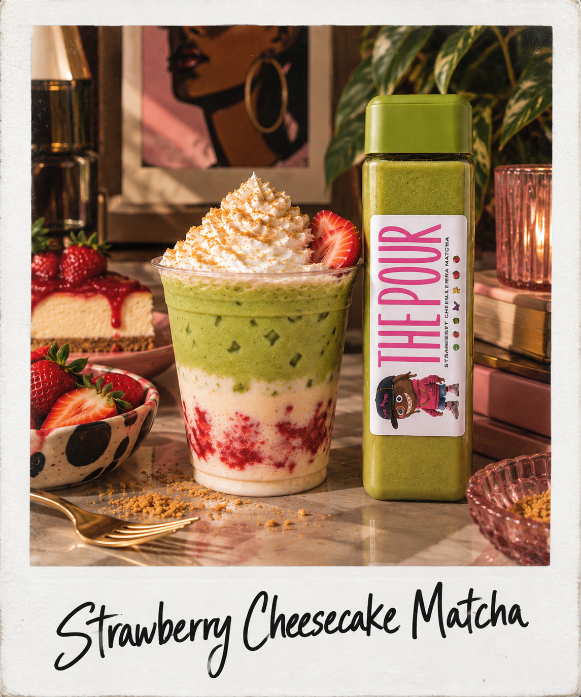 🍓 Strawberry Cheesecake Matcha Latte