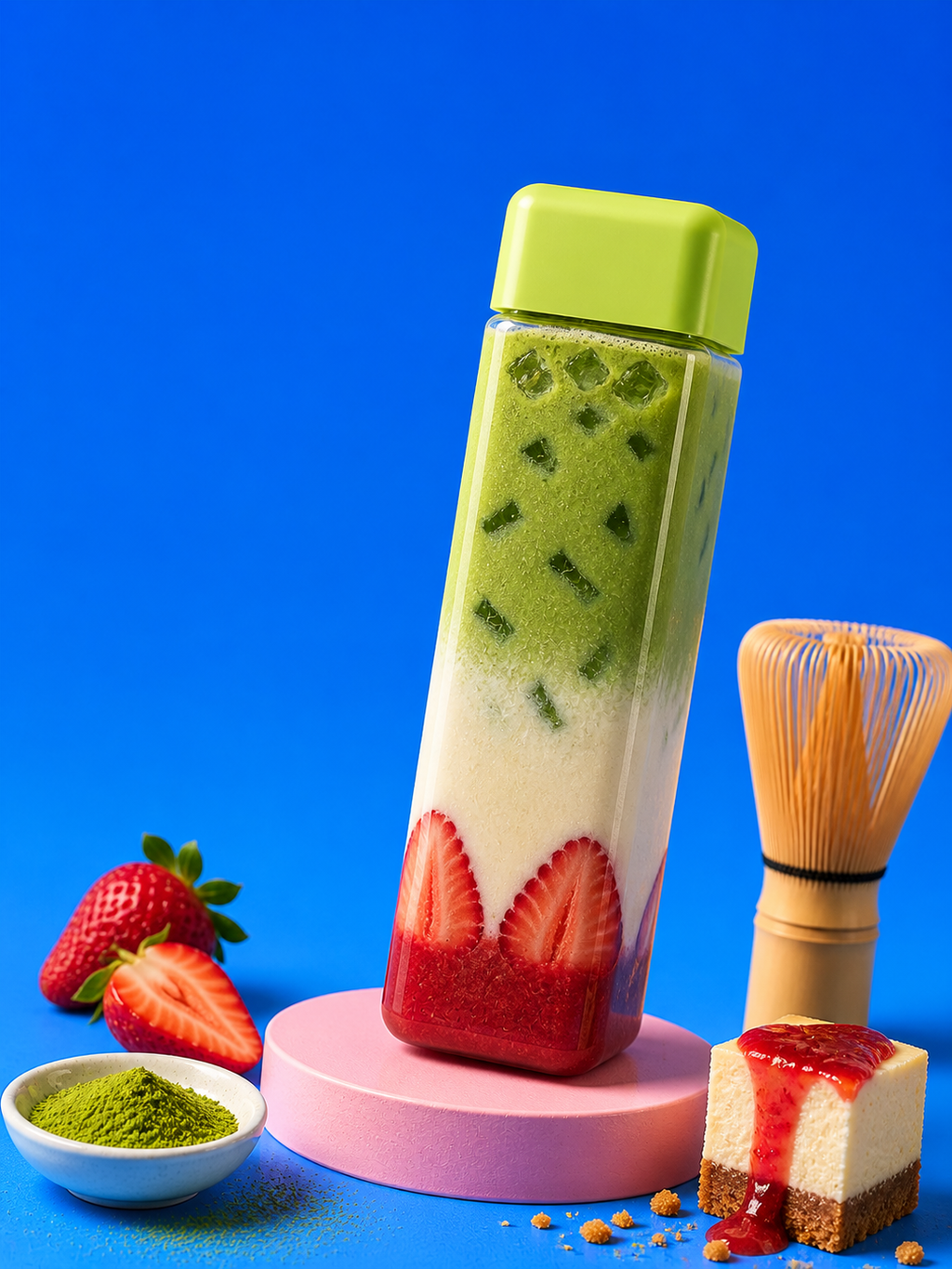 🍓 Strawberry Cheesecake Matcha Latte